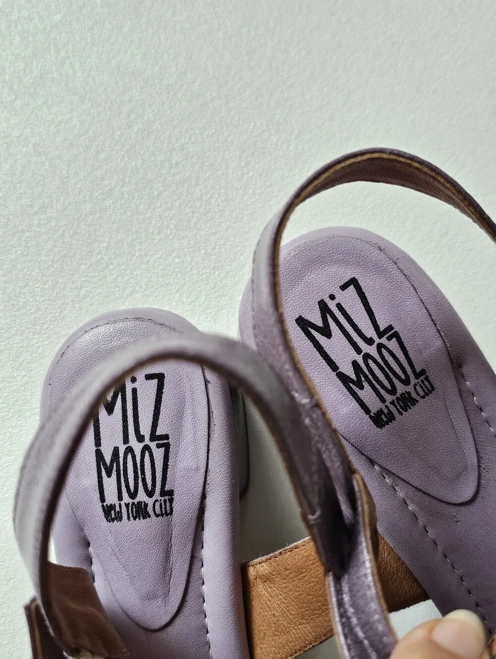 Miz Mooz Oakley Leather Block Heel Sandals Lavender Lilac EU 42 US 11 Portugal